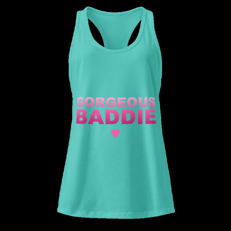 Gorgeous Baddie Stacked Racerback Tank Tahiti Blue