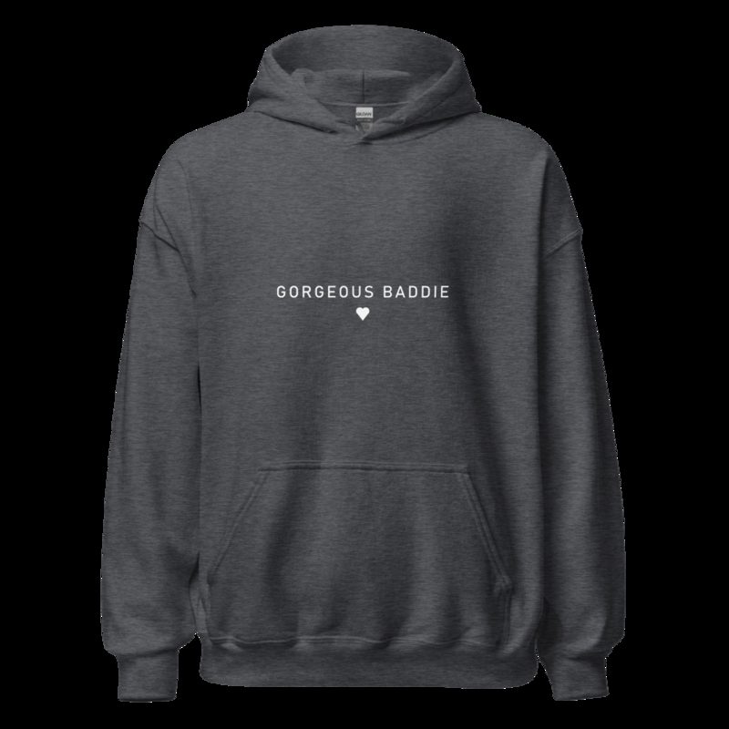 Gorgeous Baddie Minimal Pink Hoodie Dark Heather