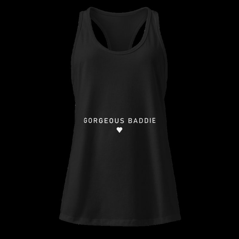Gorgeous Baddie Minimal Pink Racerback Tank Black