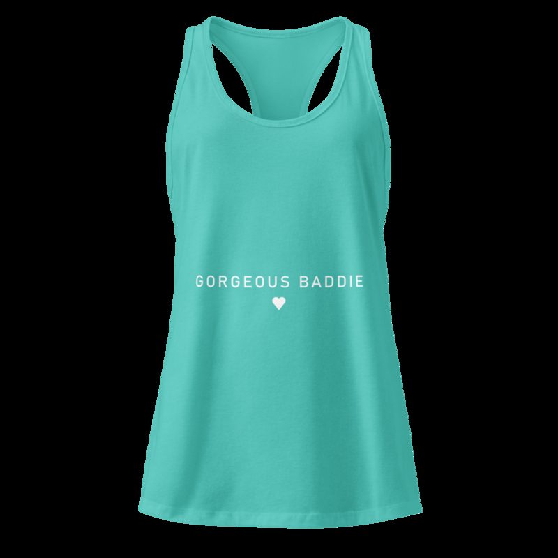 Gorgeous Baddie Minimal Pink Racerback Tank Tahiti Blue