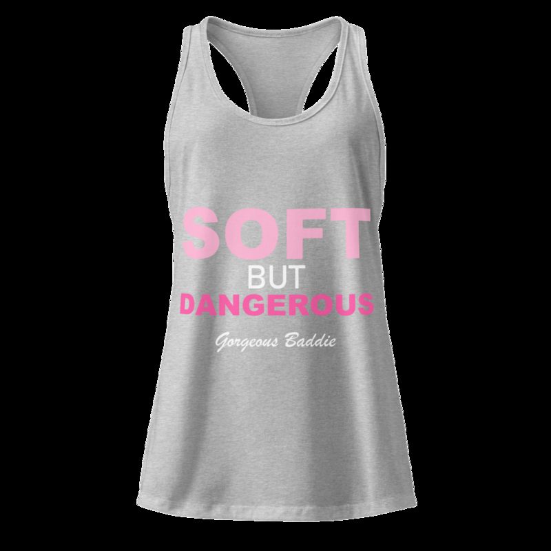 Gorgeous Baddie Soft But Dangerous Racerback Tank Heather Gray