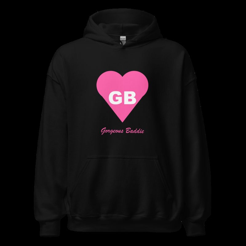 Gorgeous Baddie Heart Monogram Hoodie Black
