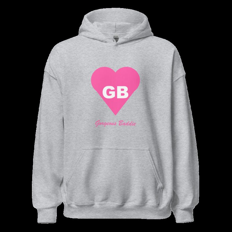 Gorgeous Baddie Heart Monogram Hoodie Sport Grey