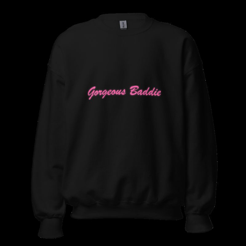 Gorgeous Baddie Script Sweatshirt Black