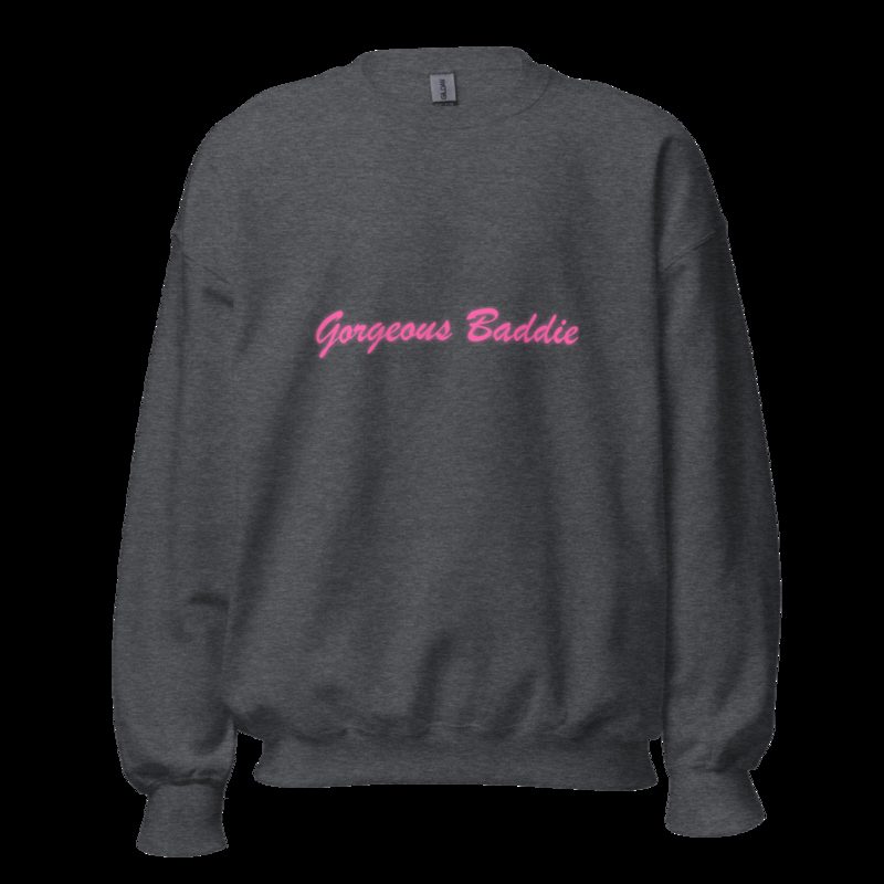 Gorgeous Baddie Script Sweatshirt Dark Heather