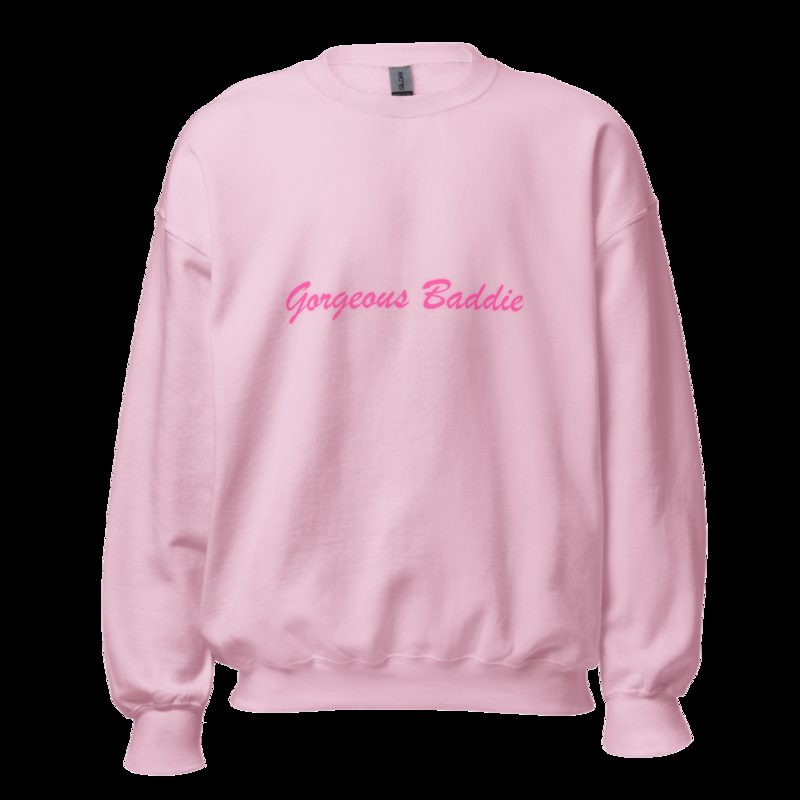 Gorgeous Baddie Script Sweatshirt Light Pink