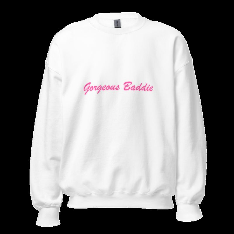 Gorgeous Baddie Script Sweatshirt White