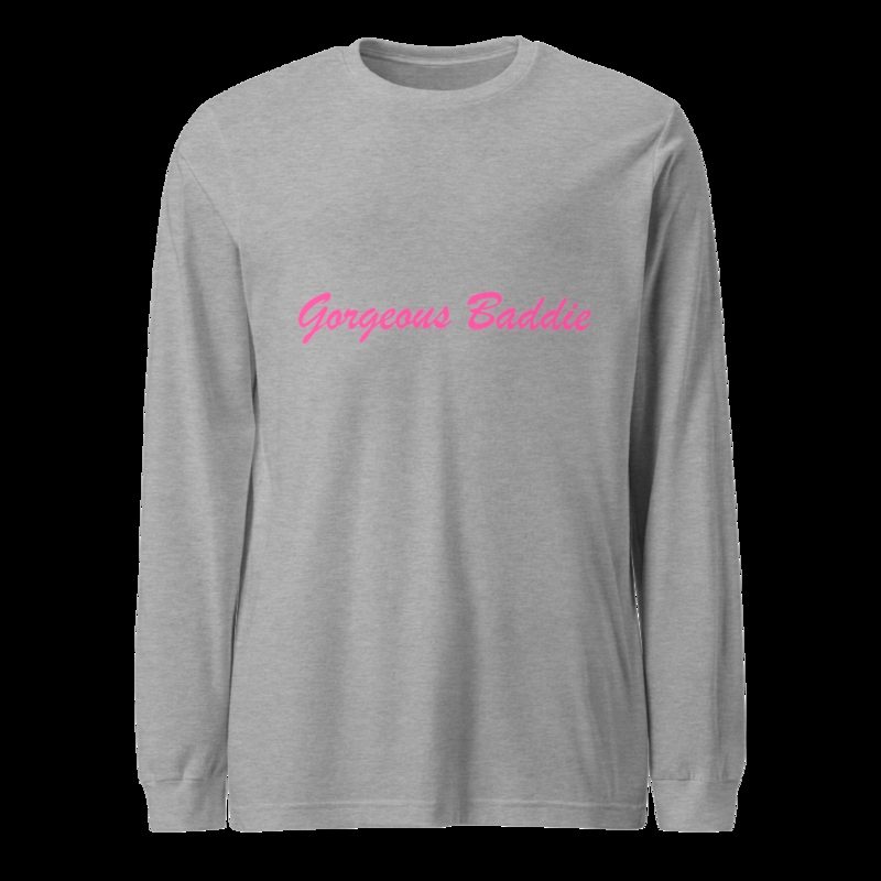 Gorgeous Baddie Script Long Sleeve Tee Athletic Heather