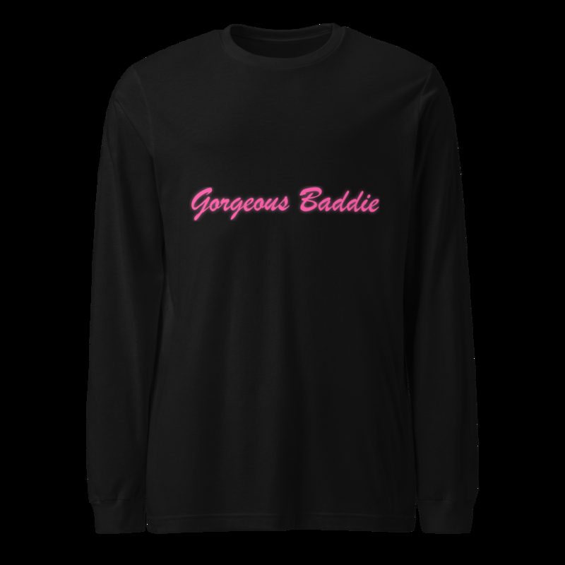 Gorgeous Baddie Script Long Sleeve Tee Black