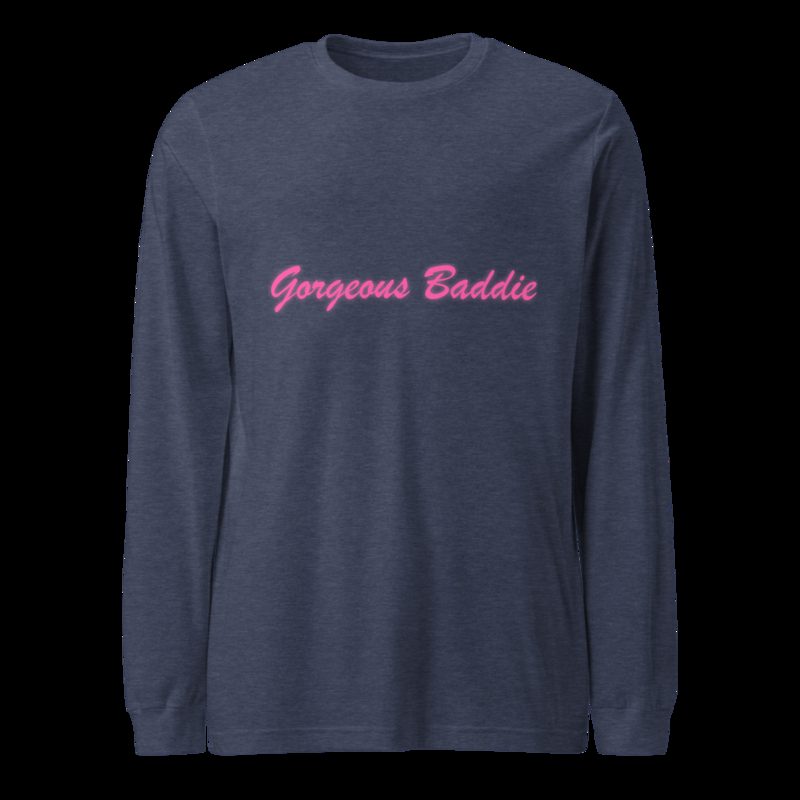 Gorgeous Baddie Script Long Sleeve Tee Heather Navy