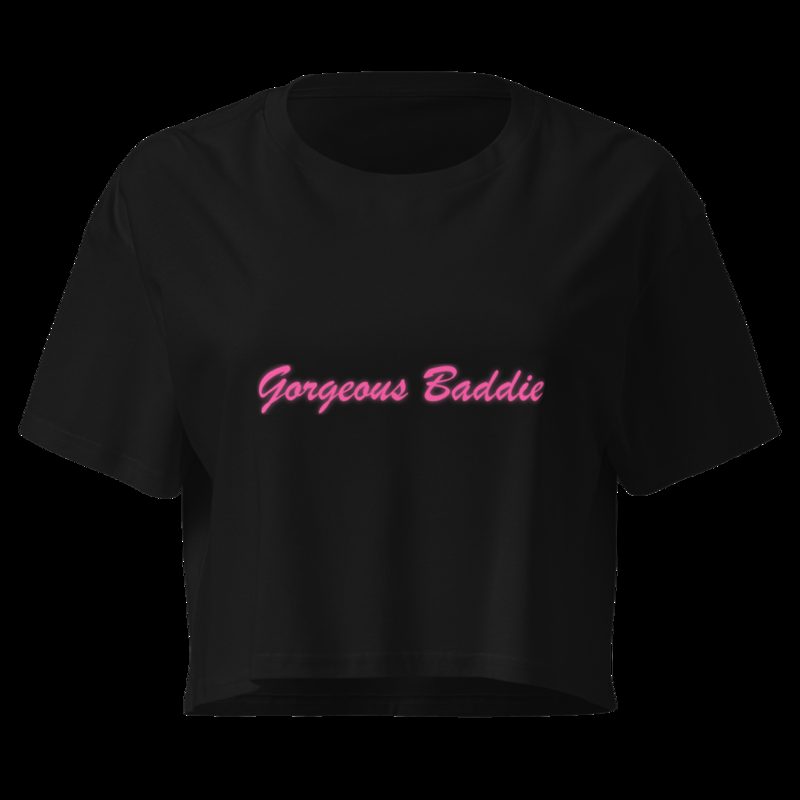 Gorgeous Baddie Script Crop Top Black