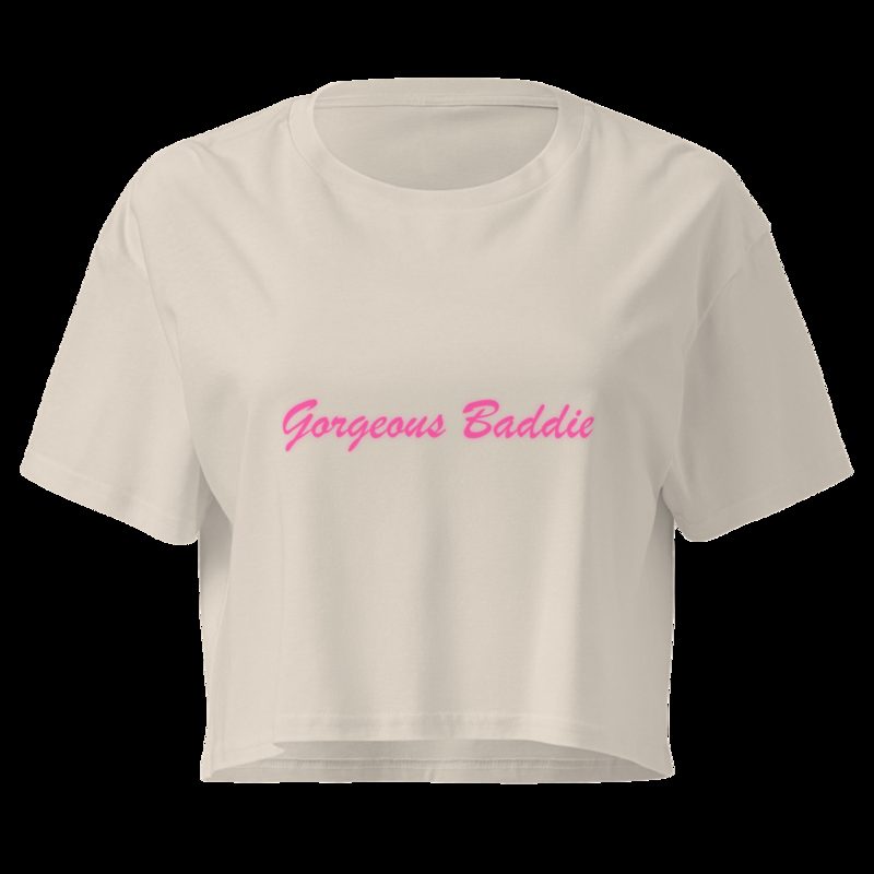 Gorgeous Baddie Script Crop Top Bone