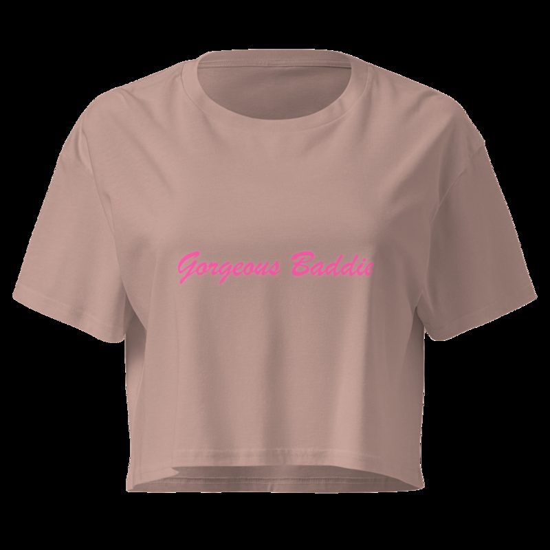 Gorgeous Baddie Script Crop Top Hazy Pink