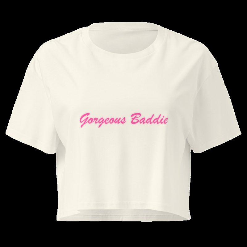 Gorgeous Baddie Script Crop Top Natural