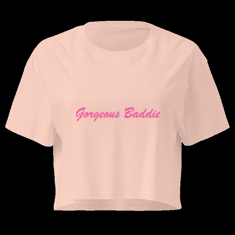 Gorgeous Baddie Script Crop Top Pale Pink