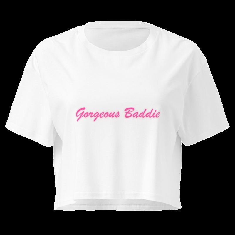 Gorgeous Baddie Script Crop Top White