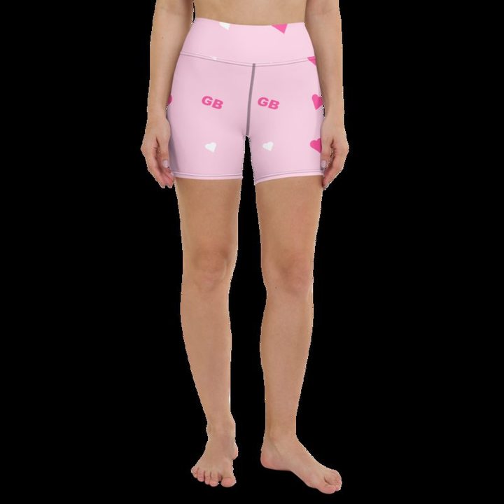 Gorgeous Baddie Hearts Yoga Shorts in White