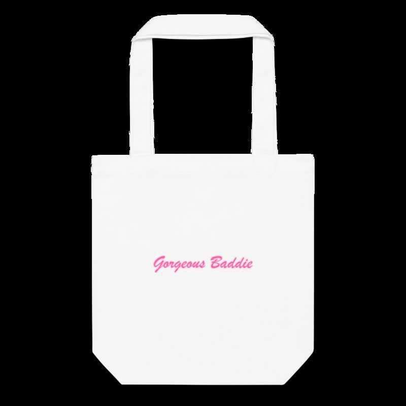 Gorgeous Baddie Script Tote Bag White