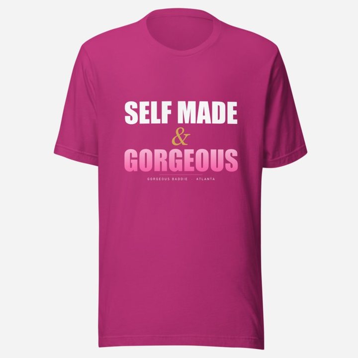 Gorgeous Baddie Self Made Tee in Berry