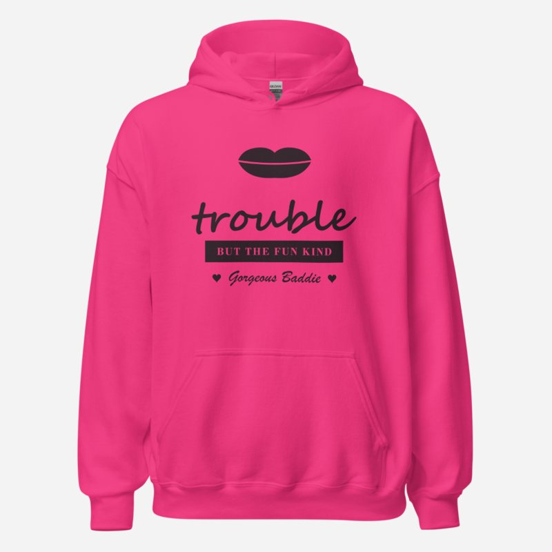 Gorgeous Baddie Trouble, But The Fun Kind Love Notes Hoodie in Heliconia