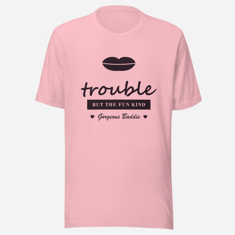 Gorgeous Baddie Trouble, But The Fun Kind Love Notes Tee White in Pink