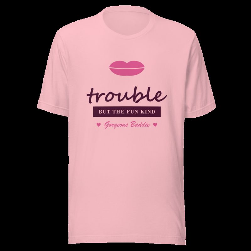 Gorgeous Baddie Trouble, But The Fun Kind Love Notes Tee White Pink