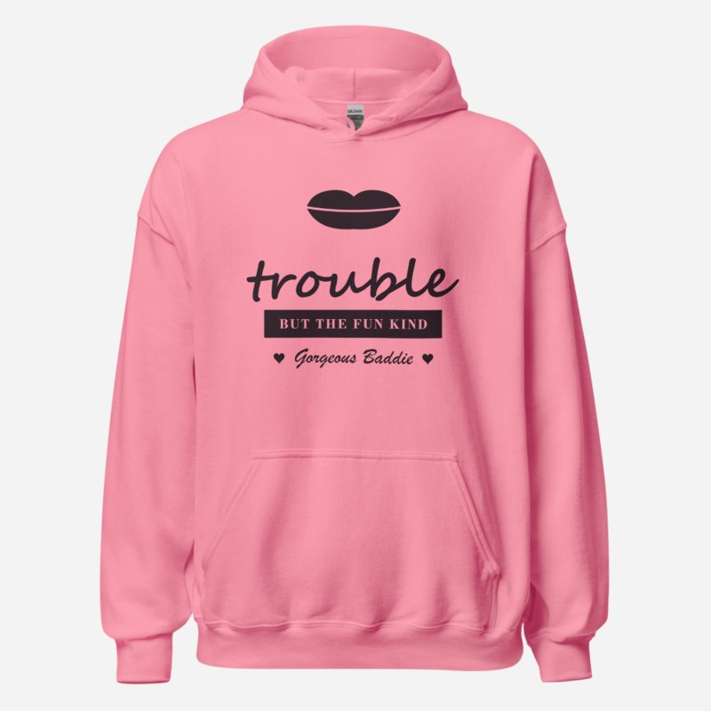 Gorgeous Baddie Trouble, But The Fun Kind Love Notes Hoodie White in Azalea
