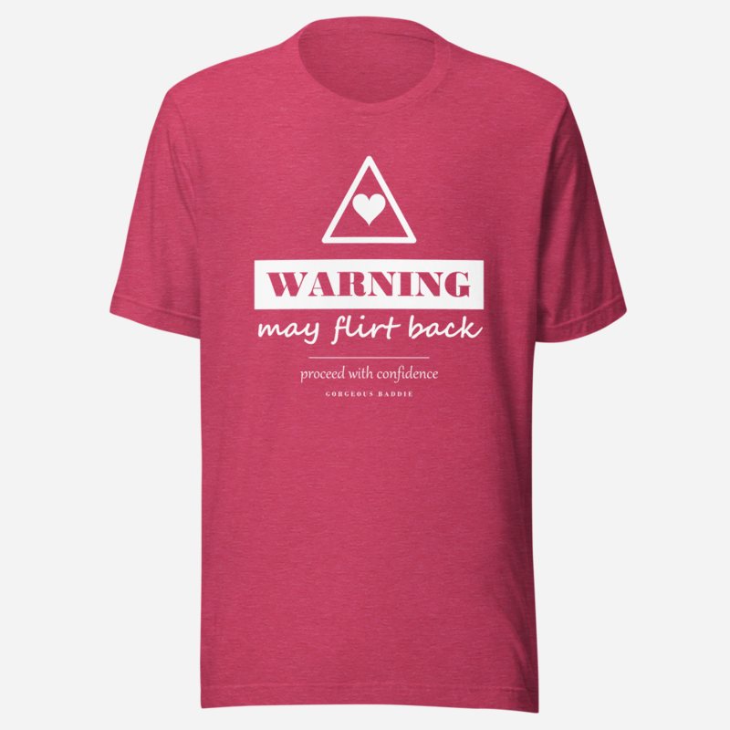 Gorgeous Baddie Warning: May Flirt Back Love Notes Tee in Heather Raspberry
