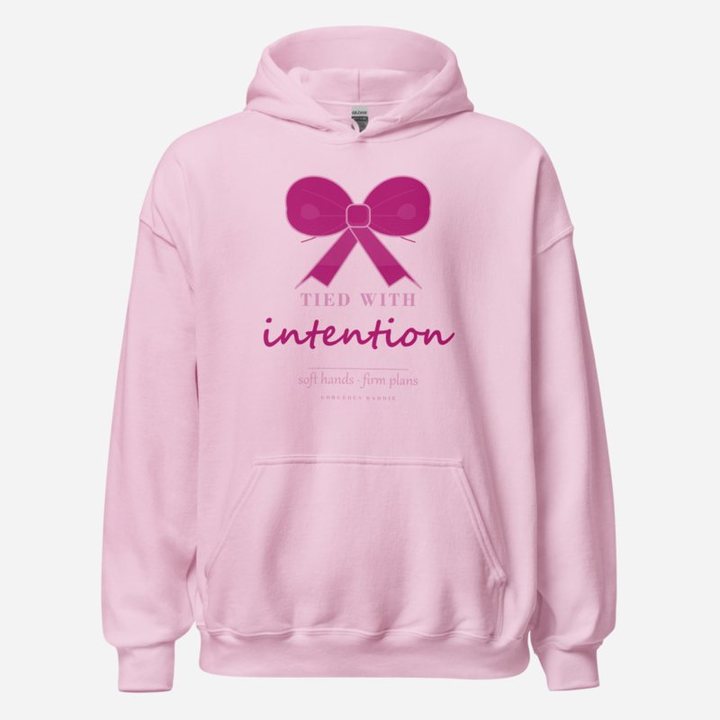 Gorgeous Baddie Tied With Intention Boutique Hoodie in Light Pink