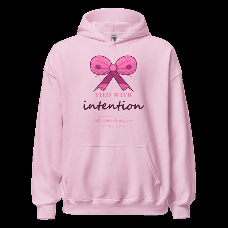 Gorgeous Baddie Tied With Intention Boutique Hoodie White Light Pink