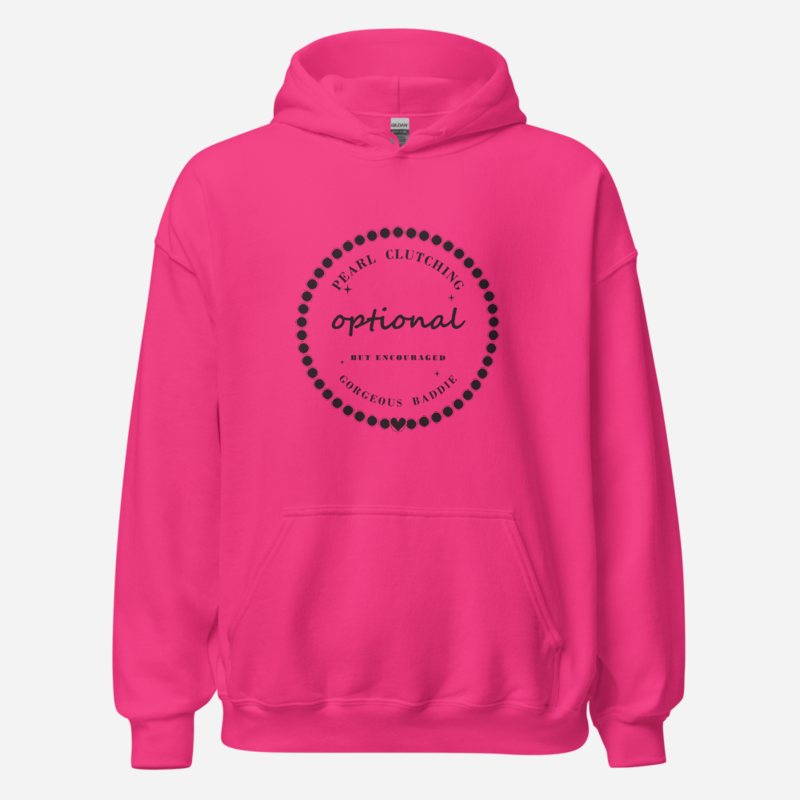 Gorgeous Baddie Pearl Clutching Optional Boutique Hoodie in Heliconia