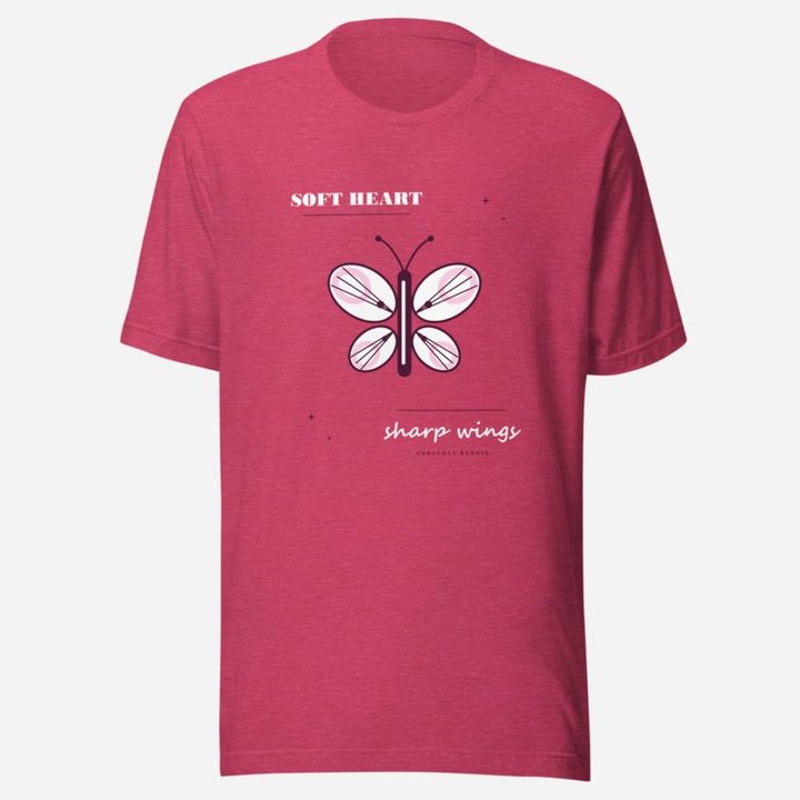 Gorgeous Baddie Soft Heart Sharp Wings Boutique Tee in Heather Raspberry