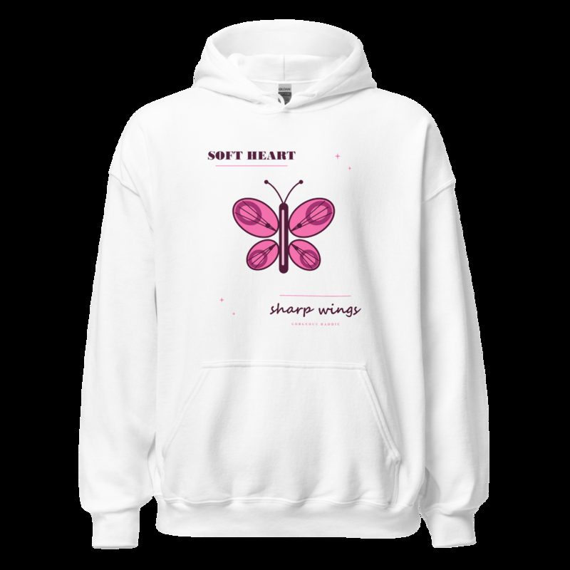 Gorgeous Baddie Soft Heart Sharp Wings Boutique Hoodie White White