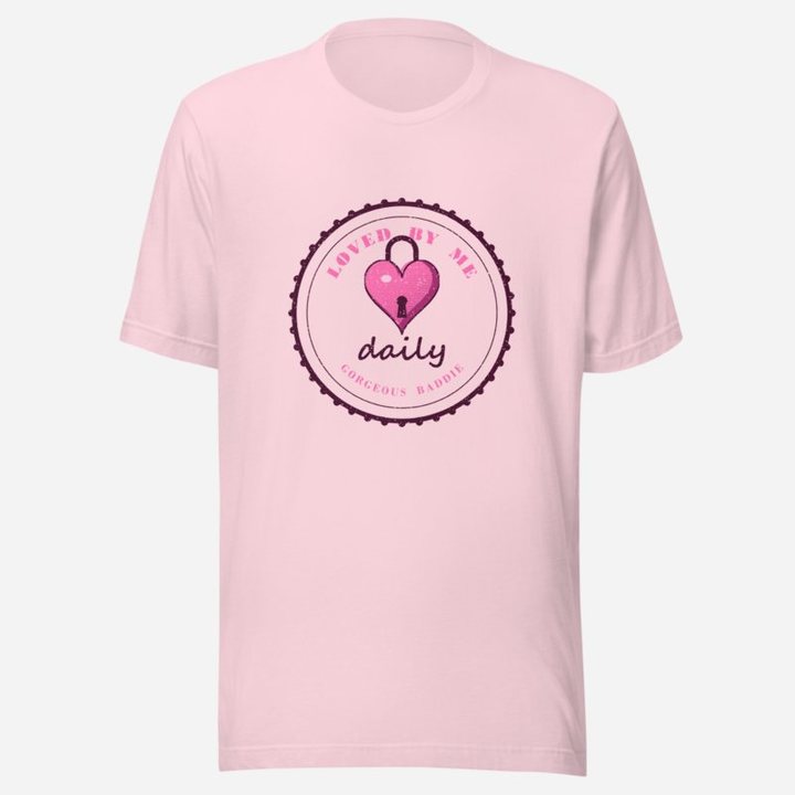 Gorgeous Baddie Loved By Me Daily Boutique Tee White in Soft Pink