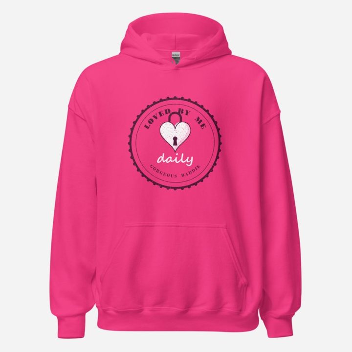 Gorgeous Baddie Loved By Me Daily Boutique Hoodie in Heliconia