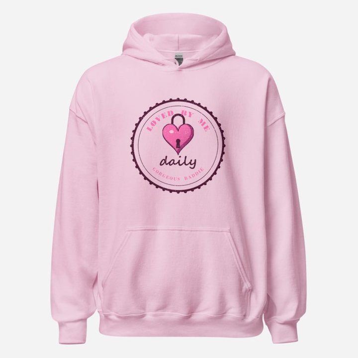 Gorgeous Baddie Loved By Me Daily Boutique Hoodie White in Light Pink