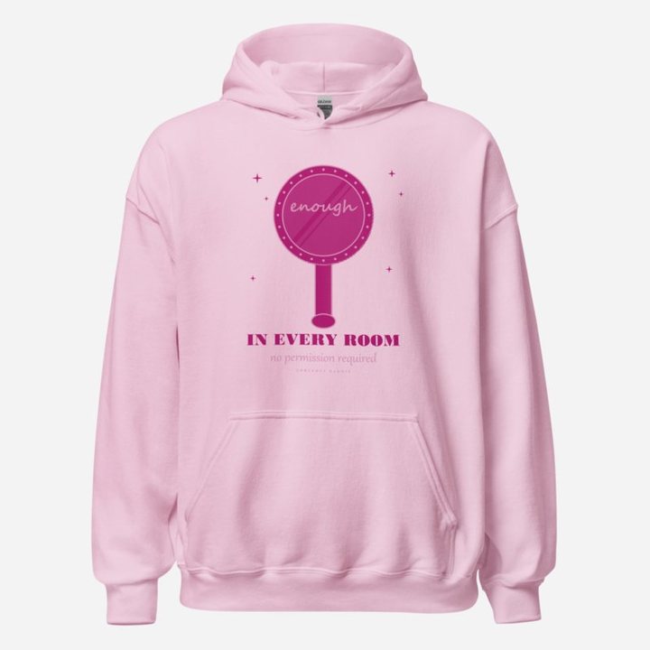 Gorgeous Baddie Enough In Every Room Boutique Hoodie in Light Pink