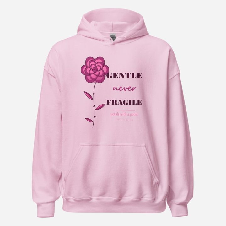 Gorgeous Baddie Gentle Never Fragile Boutique Hoodie White in Light Pink