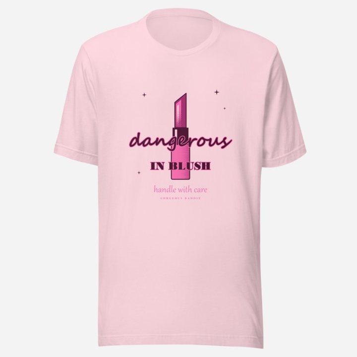 Gorgeous Baddie Dangerous In Blush Boutique Tee White in Soft Pink