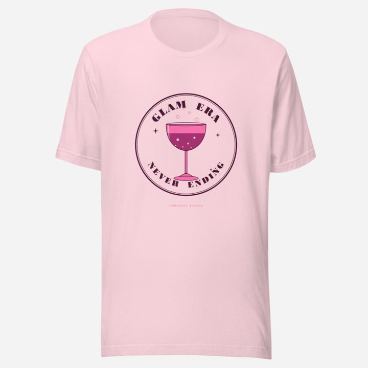 Gorgeous Baddie Glam Era Never Ending Boutique Tee White in Soft Pink