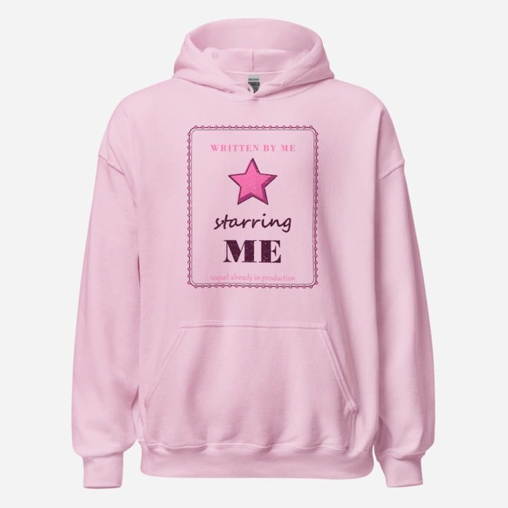 Gorgeous Baddie Written By Me Starring Me Boutique Hoodie White in Light Pink