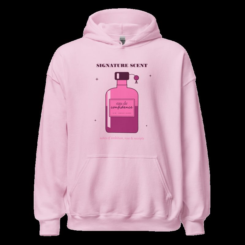 Gorgeous Baddie Signature Scent Confidence Boutique Hoodie White Light Pink