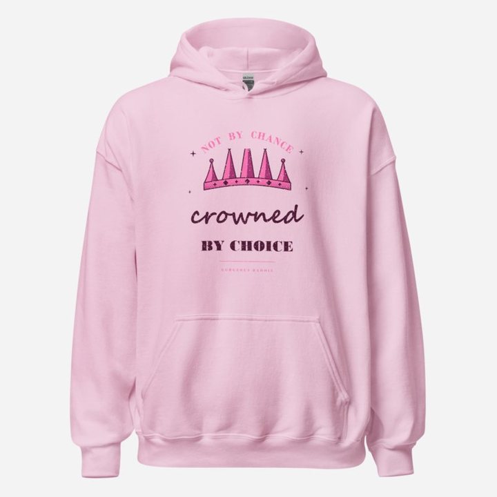 Gorgeous Baddie Crowned By Choice Boutique Hoodie White in Light Pink