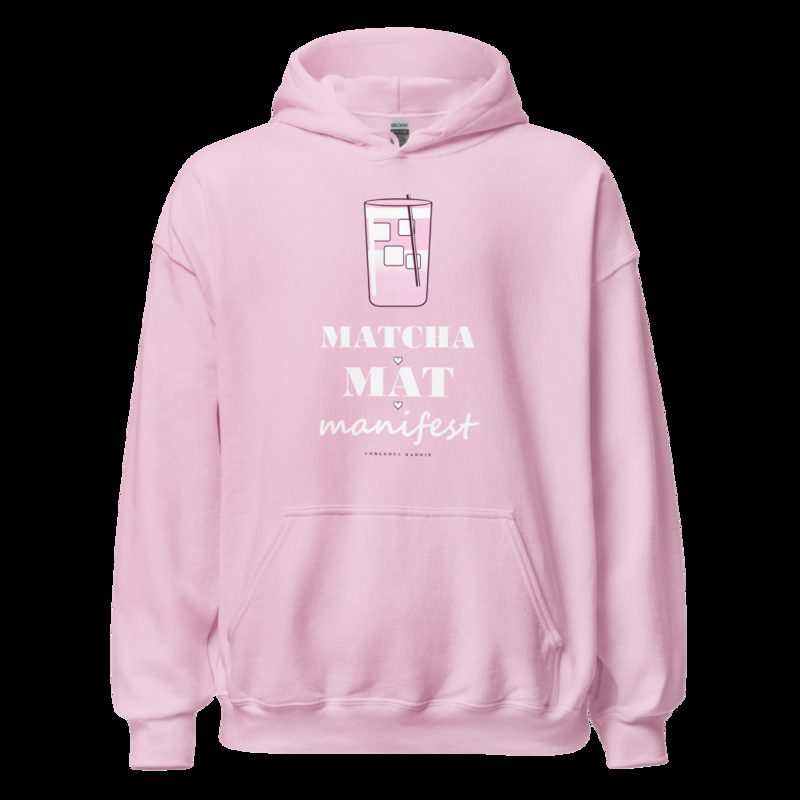 Gorgeous Baddie Matcha Mat Manifest Boutique Hoodie Light Pink