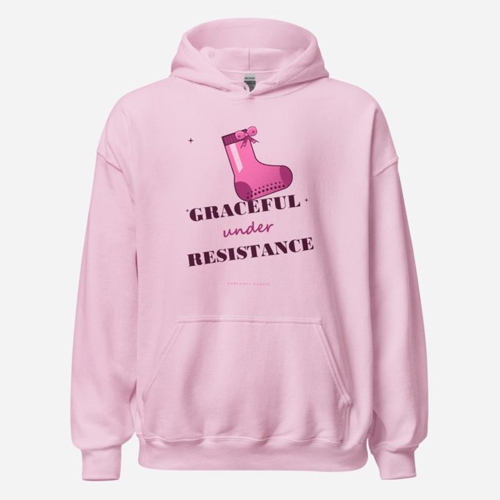 Gorgeous Baddie Graceful Under Resistance Boutique Hoodie White in Light Pink