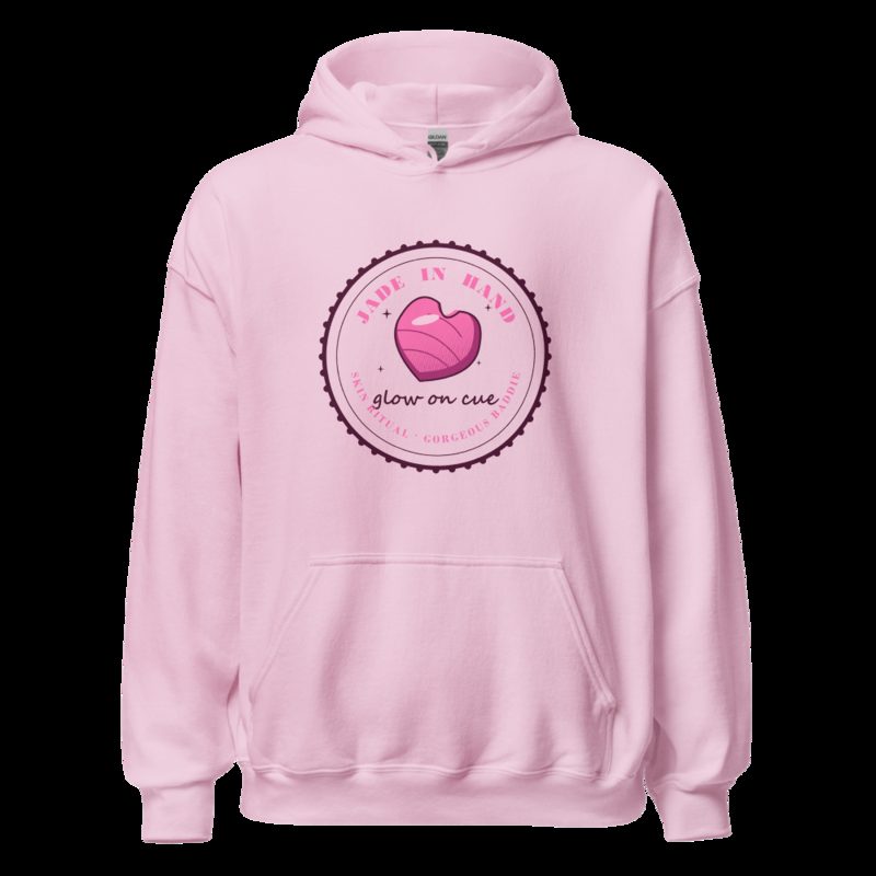 Gorgeous Baddie Jade In Hand Glow Boutique Hoodie White Light Pink