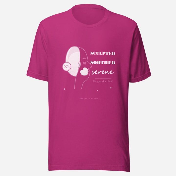 Gorgeous Baddie Sculpted Soothed Serene Boutique Tee in Berry