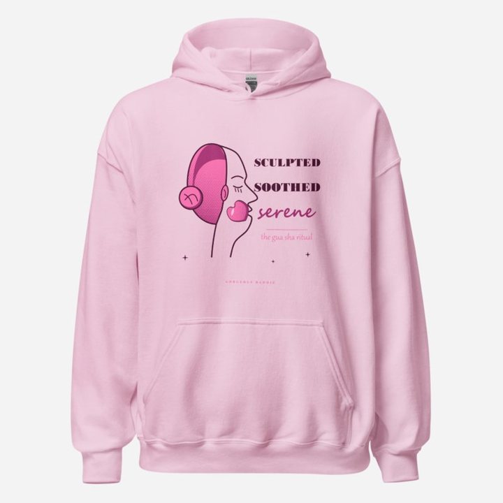Gorgeous Baddie Sculpted Soothed Serene Boutique Hoodie White in Light Pink