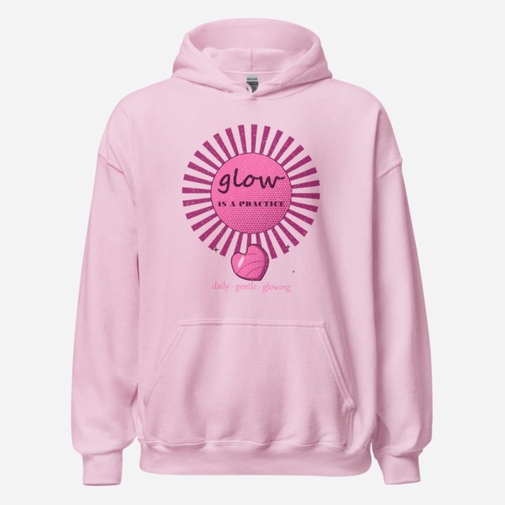 Gorgeous Baddie Glow Is A Practice Boutique Hoodie White in Light Pink