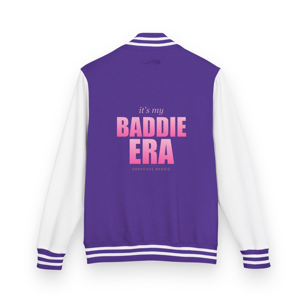 Gorgeous Baddie Baddie Era Varsity Jacket in Purple/Arctic White